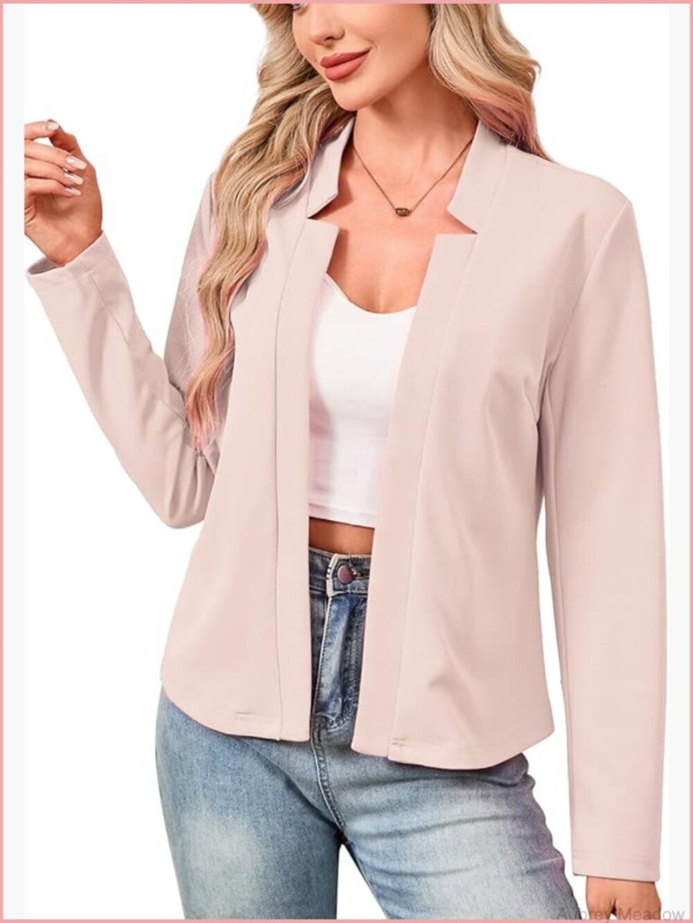 Slim-Fit Open Front Blazer Long Sleeve Lightweight Business Casual Suit Jacket